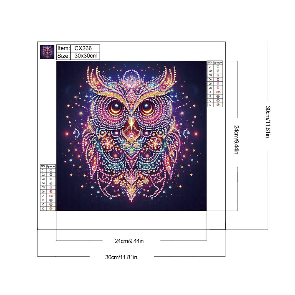 Starlight Animal Owl - Partial Special-Shaped Drill Diamond Painting 30*30CM