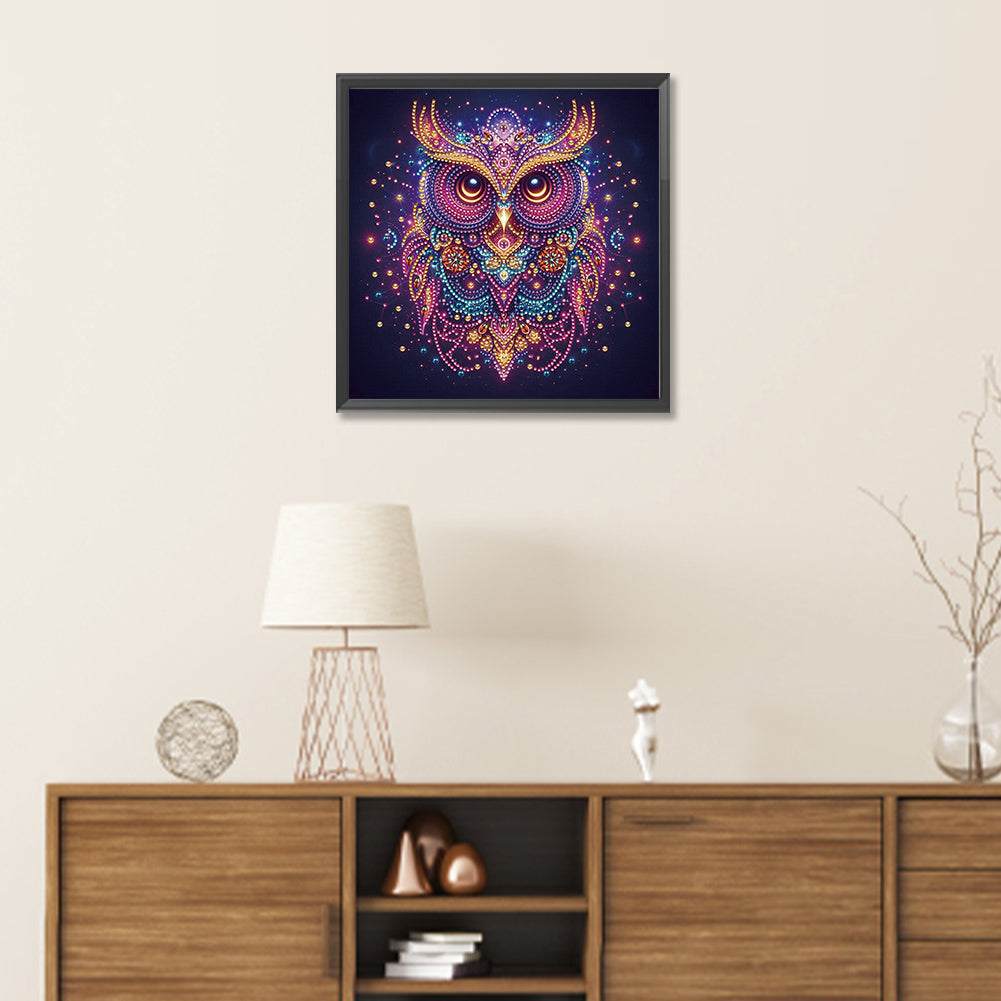 Starlight Animal Owl - Partial Special-Shaped Drill Diamond Painting 30*30CM