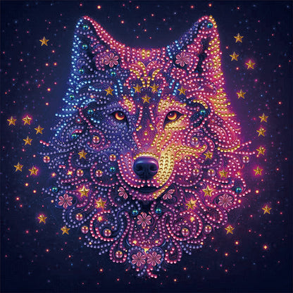 Starlight Animal Wolf - Partial Special-Shaped Drill Diamond Painting 30*30CM