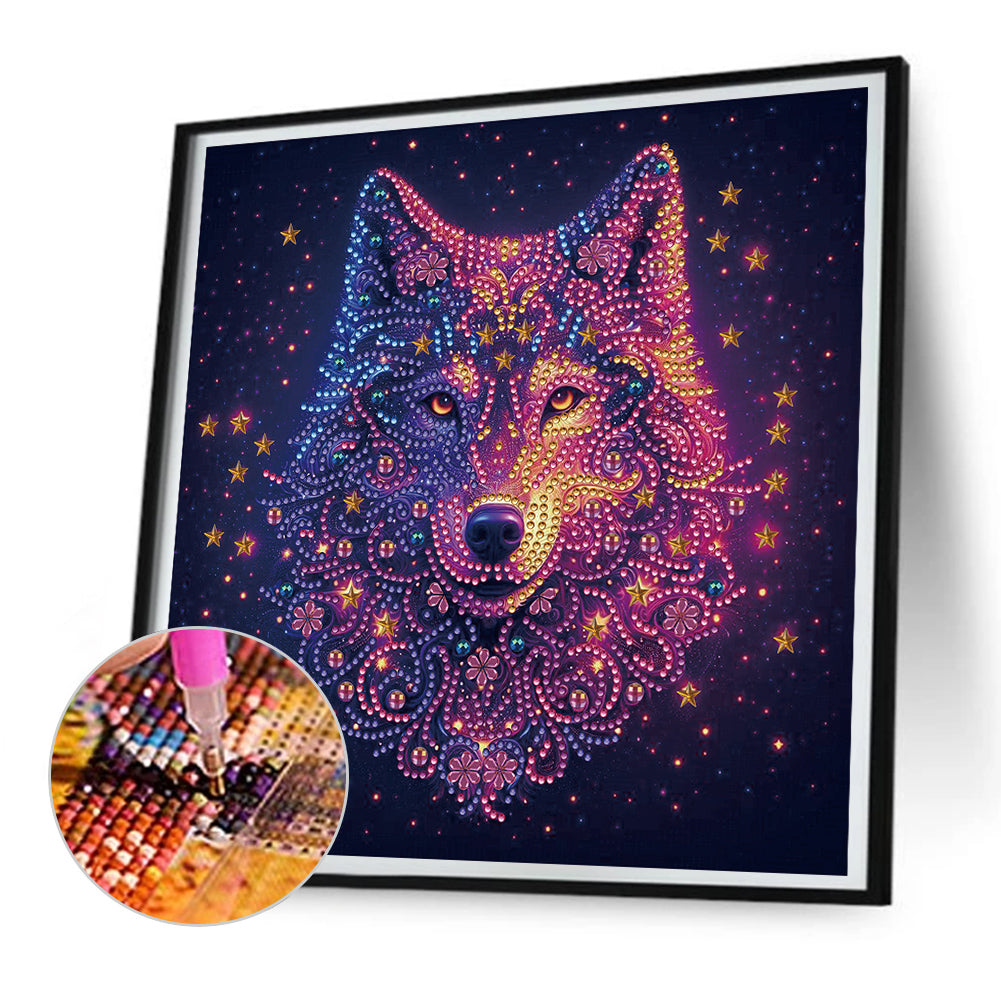 Starlight Animal Wolf - Partial Special-Shaped Drill Diamond Painting 30*30CM
