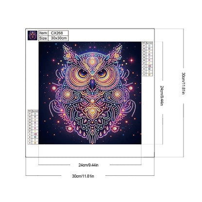 Starlight Animal Owl - Partial Special-Shaped Drill Diamond Painting 30*30CM