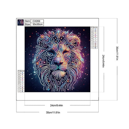 Starlight Animal Lion - Partial Special-Shaped Drill Diamond Painting 30*30CM