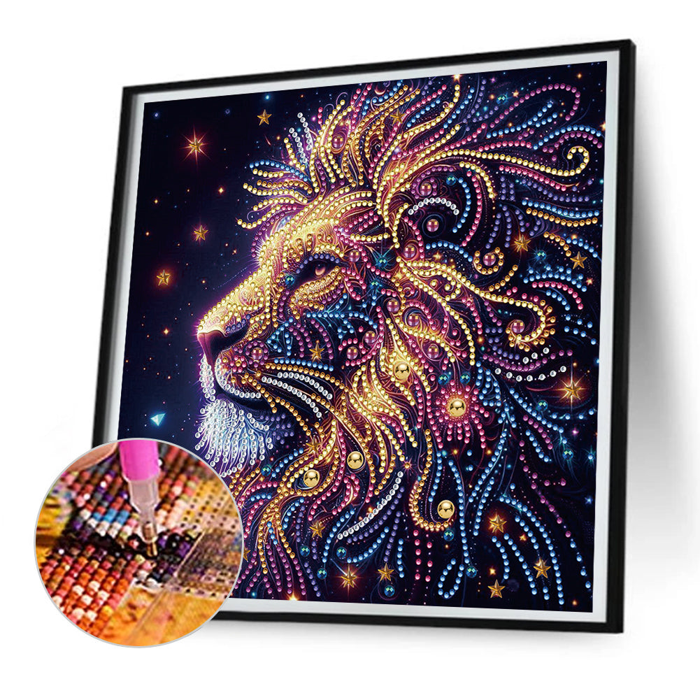Starlight Animal Lion - Partial Special-Shaped Drill Diamond Painting 30*30CM