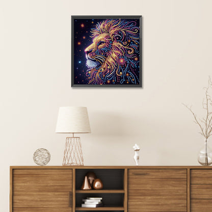Starlight Animal Lion - Partial Special-Shaped Drill Diamond Painting 30*30CM