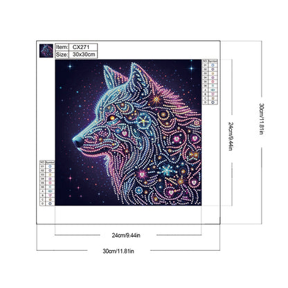 Starlight Animal Wolf - Partial Special-Shaped Drill Diamond Painting 30*30CM