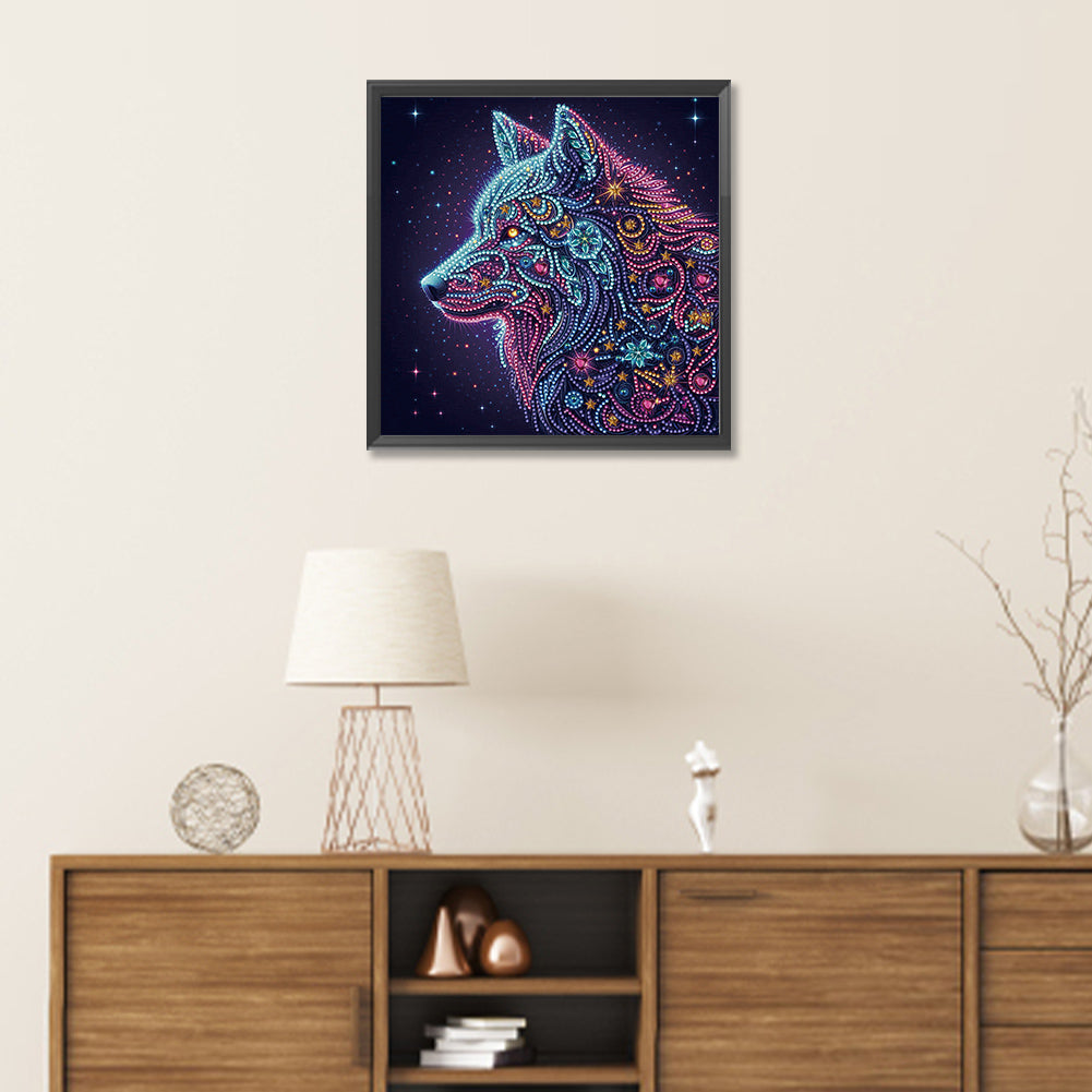 Starlight Animal Wolf - Partial Special-Shaped Drill Diamond Painting 30*30CM