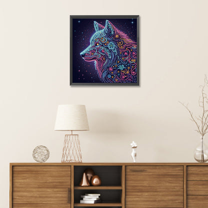Starlight Animal Wolf - Partial Special-Shaped Drill Diamond Painting 30*30CM