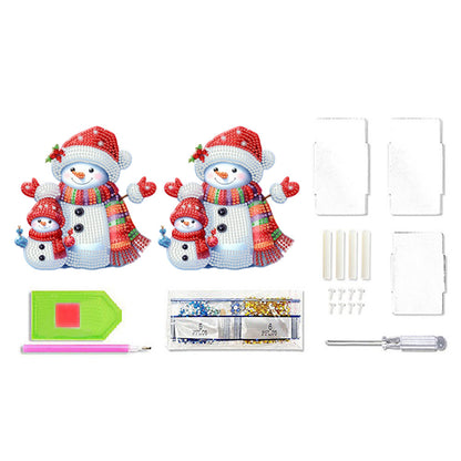 Acrylic Special Shape Double Side Xmas Snowman Diamond Painting Pencil Holder