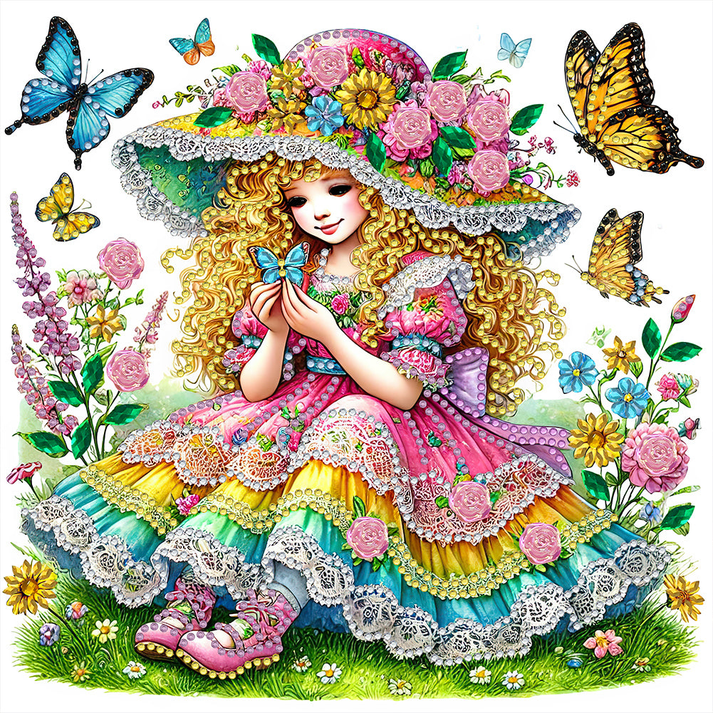 Spring Garden Girl - Partial Special-Shaped Drill Diamond Painting 30*30CM