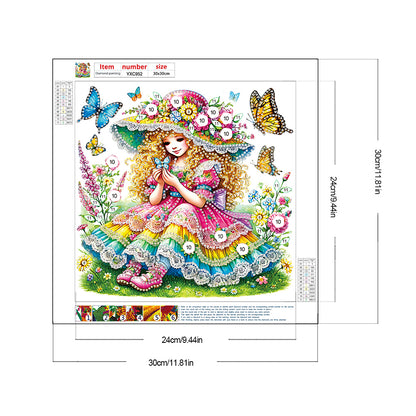 Spring Garden Girl - Partial Special-Shaped Drill Diamond Painting 30*30CM