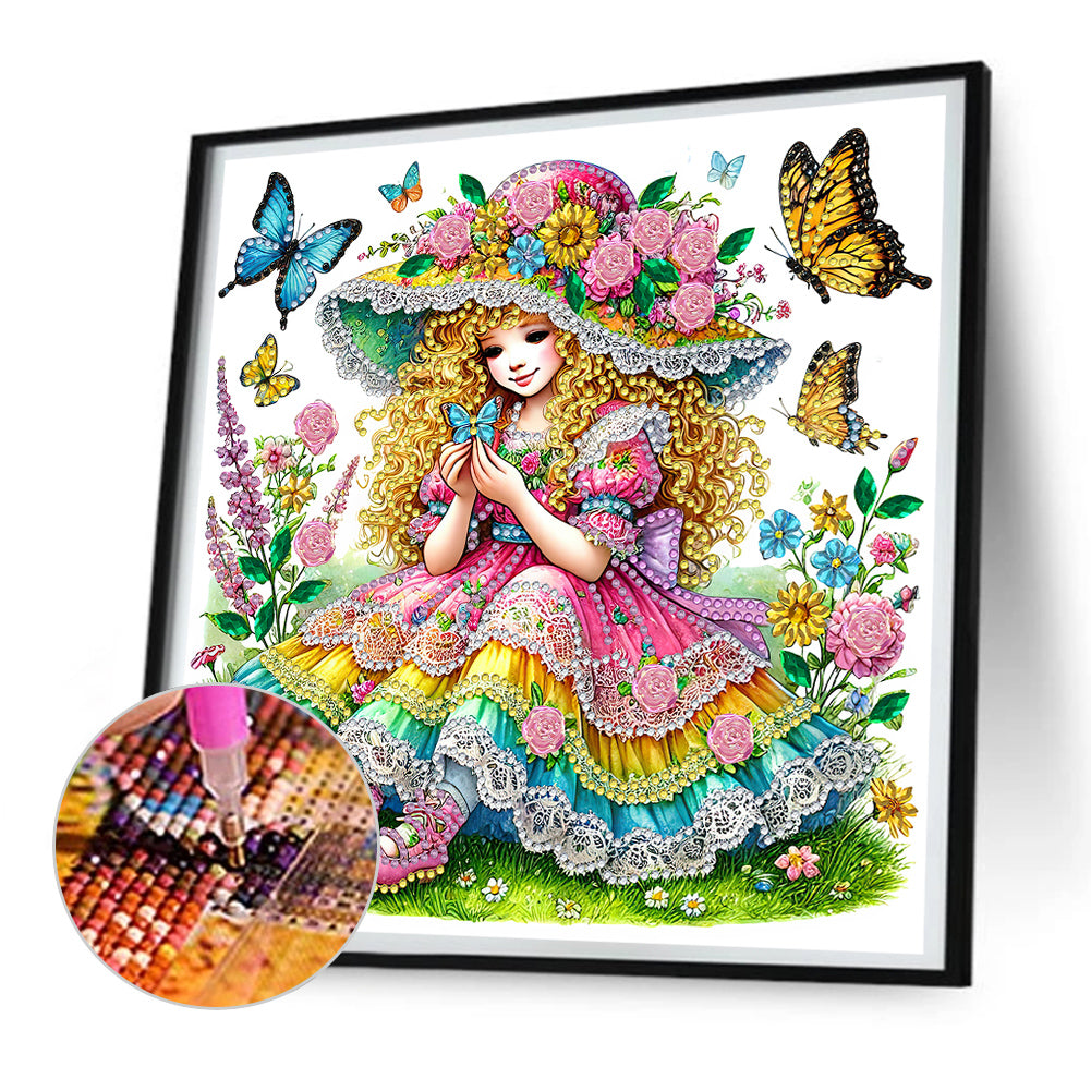 Spring Garden Girl - Partial Special-Shaped Drill Diamond Painting 30*30CM