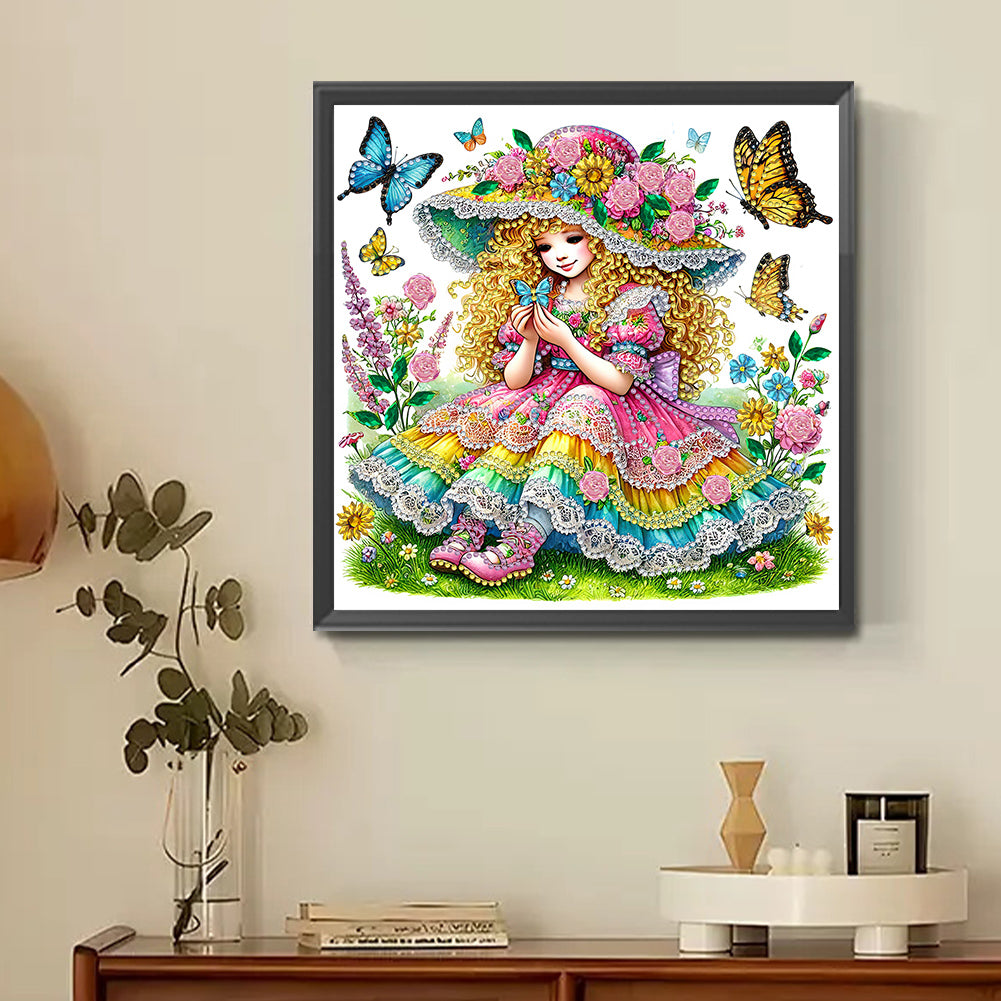 Spring Garden Girl - Partial Special-Shaped Drill Diamond Painting 30*30CM