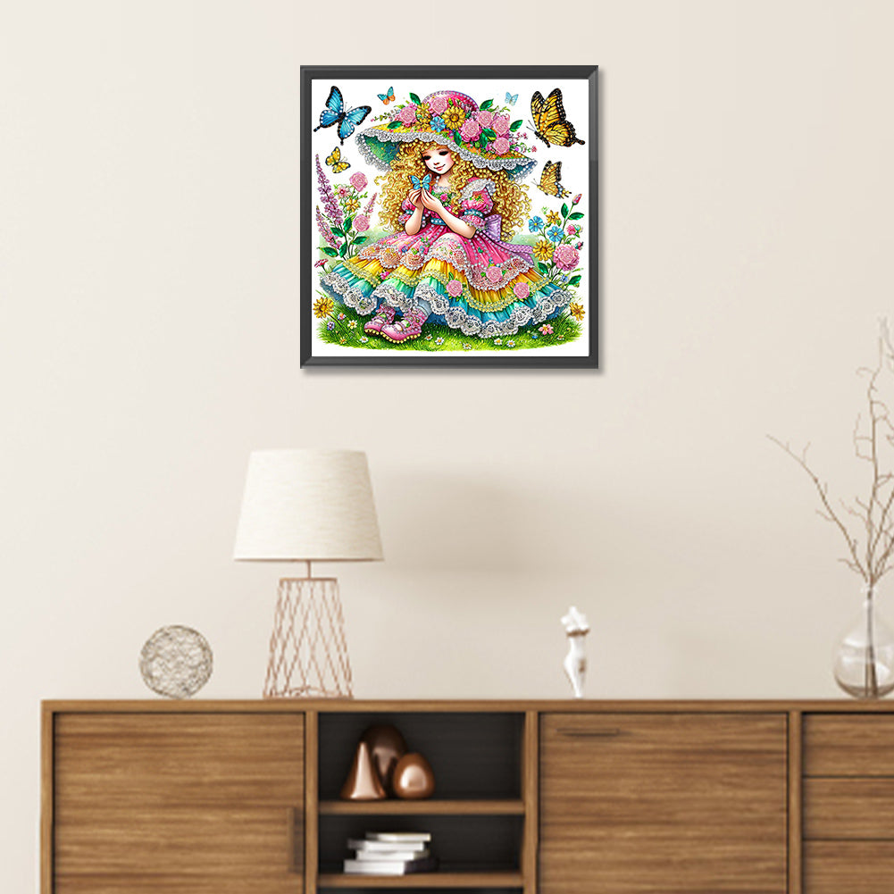 Spring Garden Girl - Partial Special-Shaped Drill Diamond Painting 30*30CM