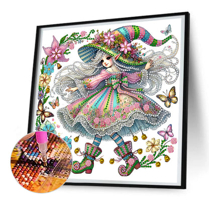 Spring Garden Girl - Partial Special-Shaped Drill Diamond Painting 30*30CM