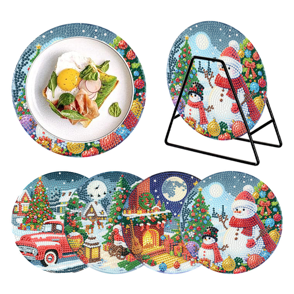 Acrylic Christmas Diamond Painting Placemats DIY Diamond Dot Kits for Tabletop