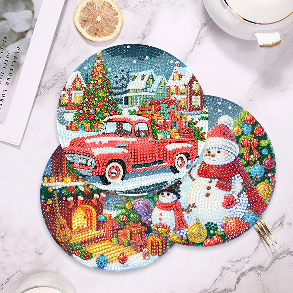 Acrylic Christmas Diamond Painting Placemats DIY Diamond Dot Kits for Tabletop