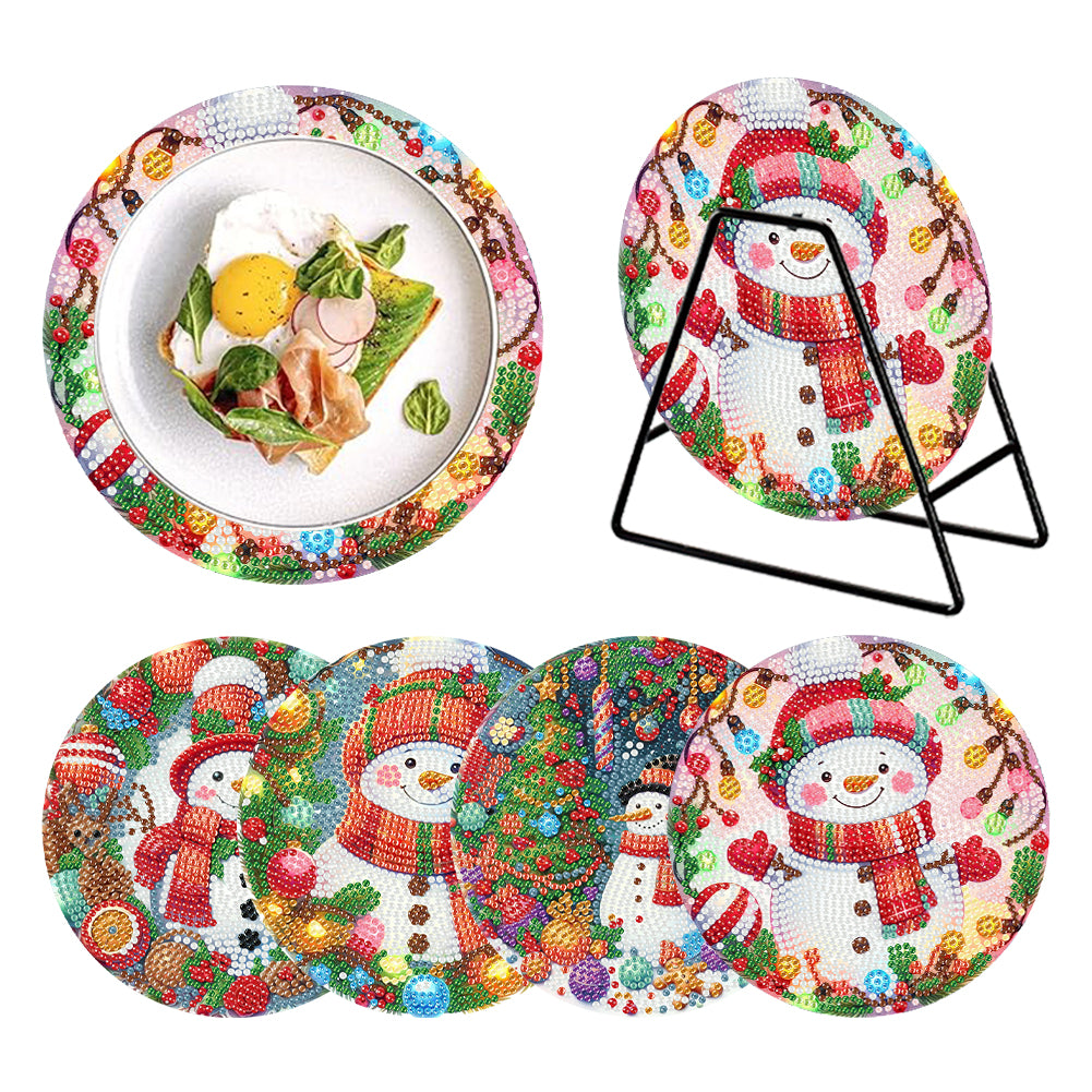 Acrylic Christmas Snowman Diamond Painting Placemats DIY Diamond Dot Kits