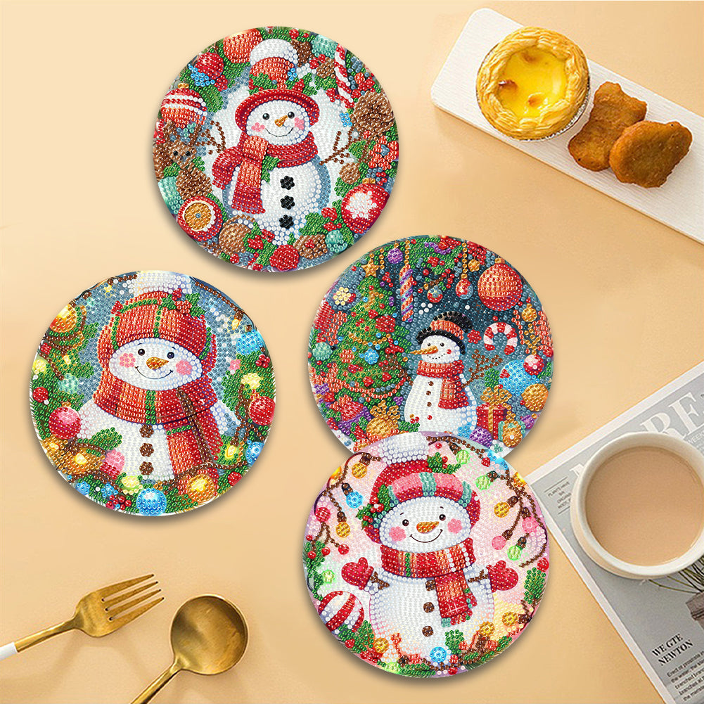 Acrylic Christmas Snowman Diamond Painting Placemats DIY Diamond Dot Kits