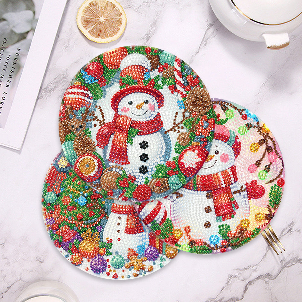 Acrylic Christmas Snowman Diamond Painting Placemats DIY Diamond Dot Kits