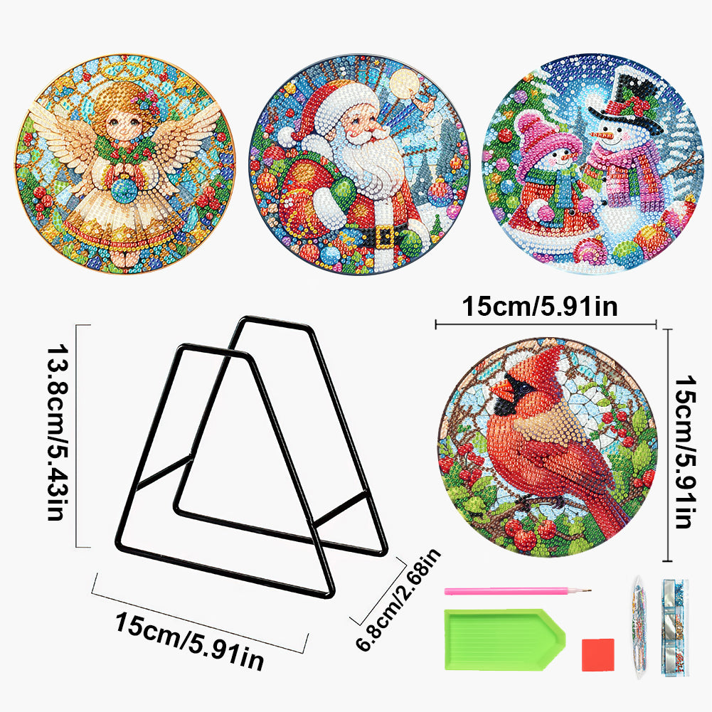 Acrylic Merry Christmas Diamond Painting Placemats DIY Diamond Dot Kits