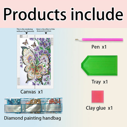 Purple Flowers And Butterflies - Partial Special-Shaped Drill Diamond Painting 30*40CM