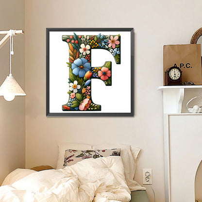 Flower Letter F - Full Round Drill Diamond Painting 30*30CM