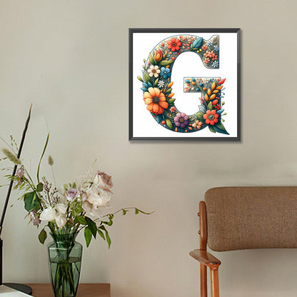 Flower Letter G - Full Round Drill Diamond Painting 30*30CM