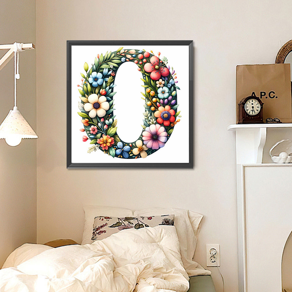 Flowery Letter O - Full Round Drill Diamond Painting 30*30CM