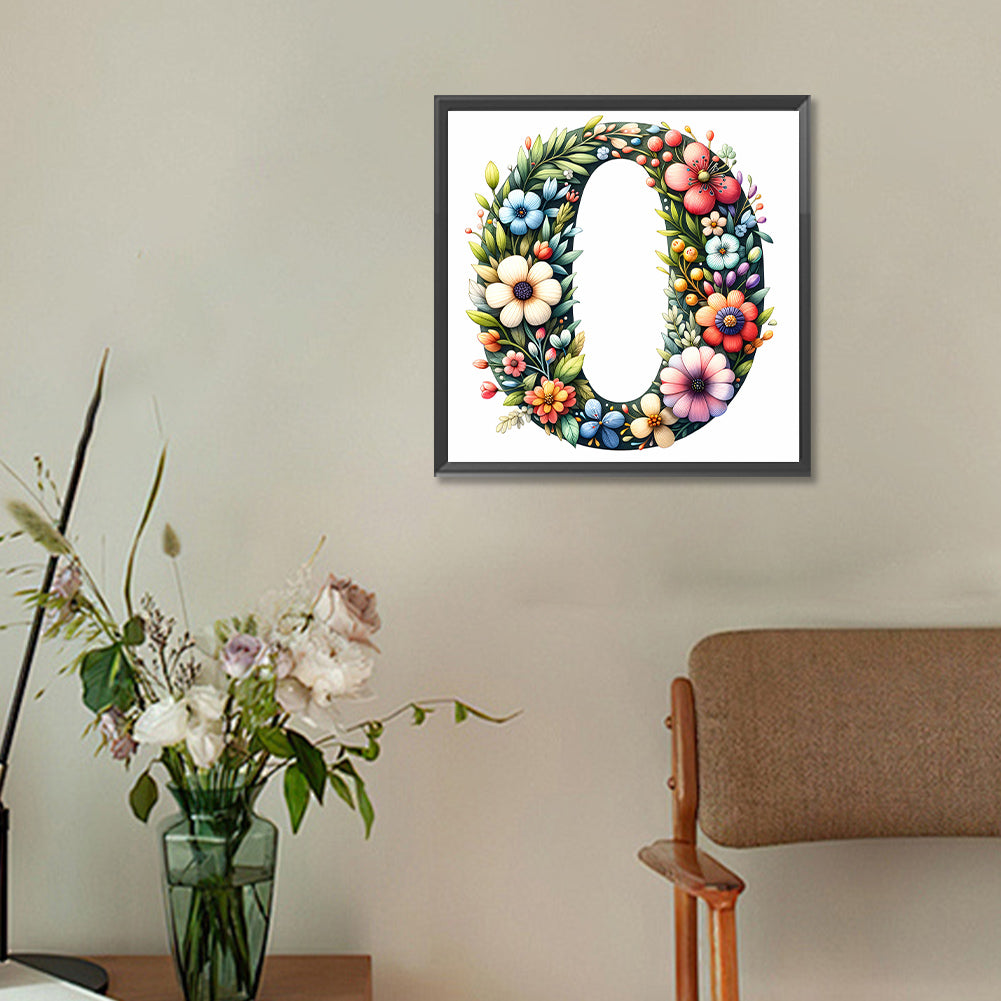 Flowery Letter O - Full Round Drill Diamond Painting 30*30CM