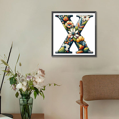 Flower Letter X - Full Round Drill Diamond Painting 30*30CM