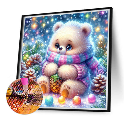 Little Bear In The Snow - Full Round Drill Diamond Painting 30*30CM