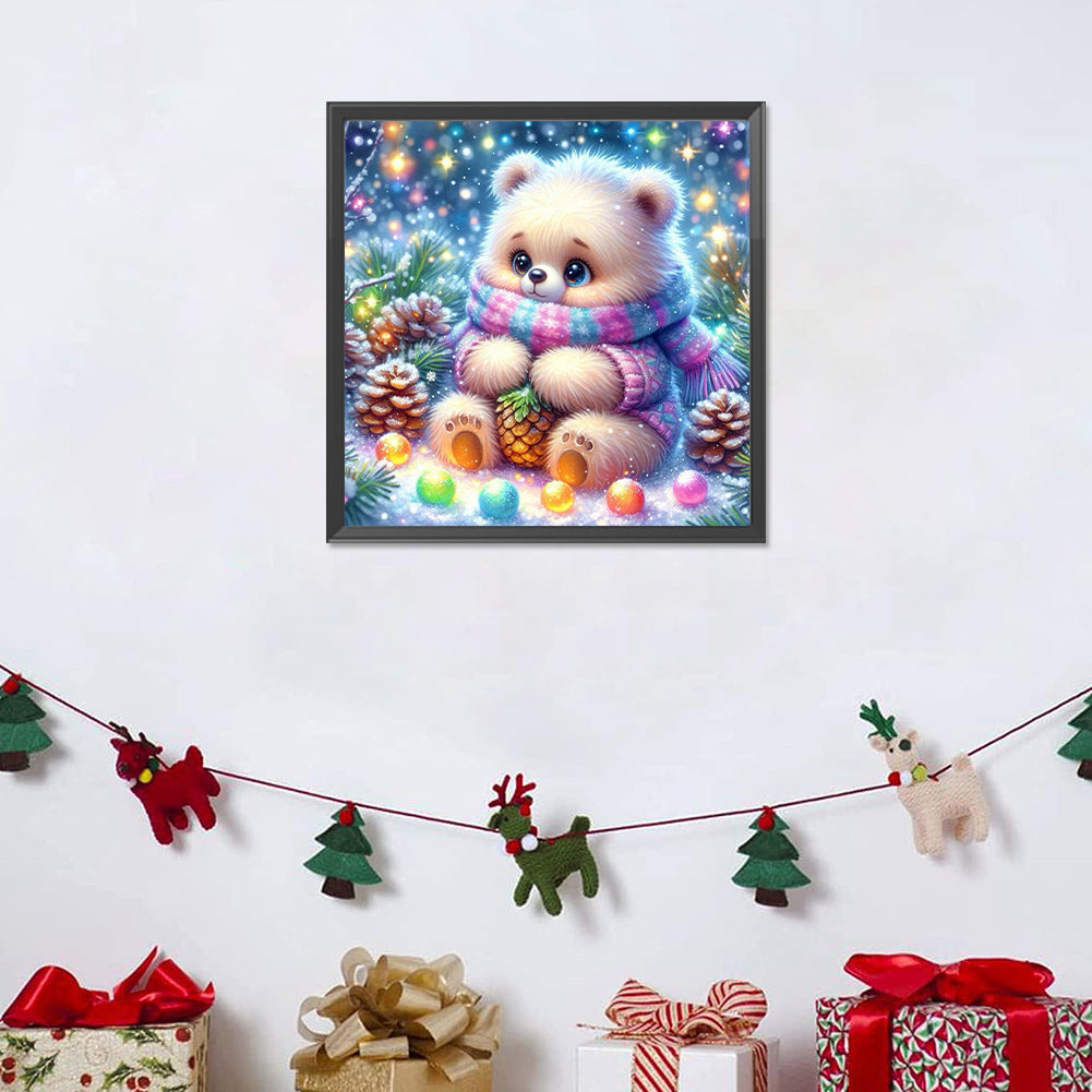 Little Bear In The Snow - Full Round Drill Diamond Painting 30*30CM