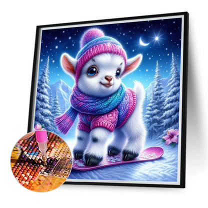 Lamb On A Snowy Night - Full Round Drill Diamond Painting 30*30CM