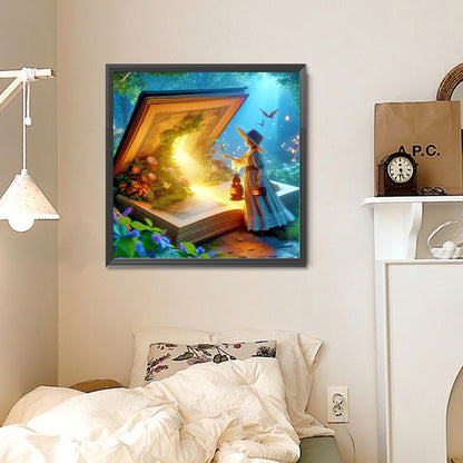 Night Visit To The World Of Books - Full Round Drill Diamond Painting 30*30CM