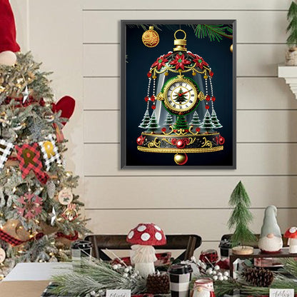 Christmas Atmosphere Bell Clock - Partial Special-Shaped Drill Diamond Painting 30*40CM