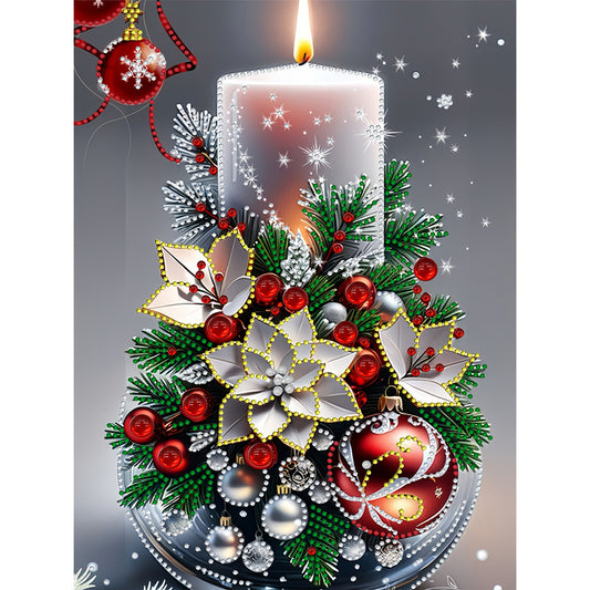 Christmas Atmosphere Candles - Partial Special-Shaped Drill Diamond Painting 30*40CM