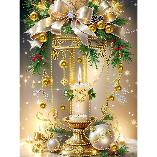 Christmas Atmosphere Candles - Partial Special-Shaped Drill Diamond Painting 30*40CM