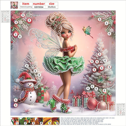 Christmas Elf Girl - Partial Special-Shaped Drill Diamond Painting 30*30CM