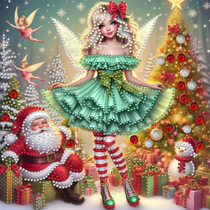 Christmas Elf Girl - Partial Special-Shaped Drill Diamond Painting 30*30CM