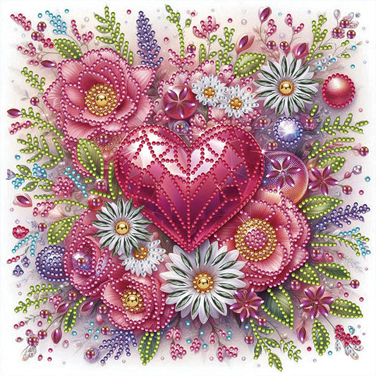 Flowers And Hearts - Partial Special-Shaped Drill Diamond Painting 30*30CM