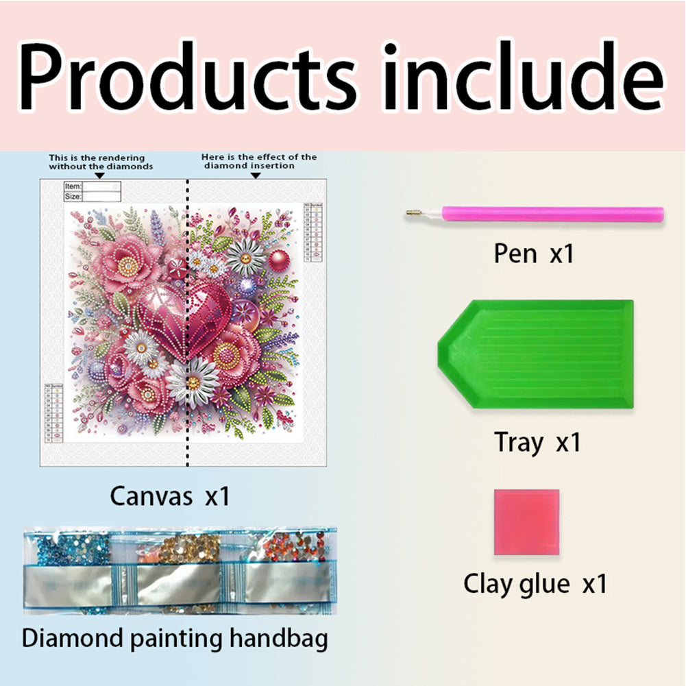Flowers And Hearts - Partial Special-Shaped Drill Diamond Painting 30*30CM