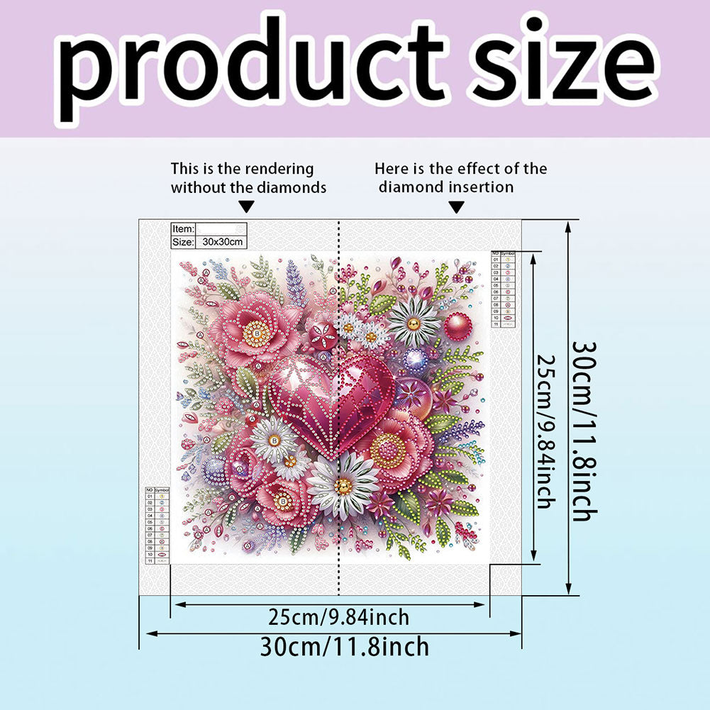 Flowers And Hearts - Partial Special-Shaped Drill Diamond Painting 30*30CM