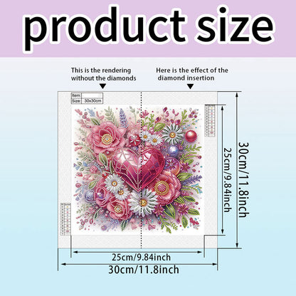 Flowers And Hearts - Partial Special-Shaped Drill Diamond Painting 30*30CM