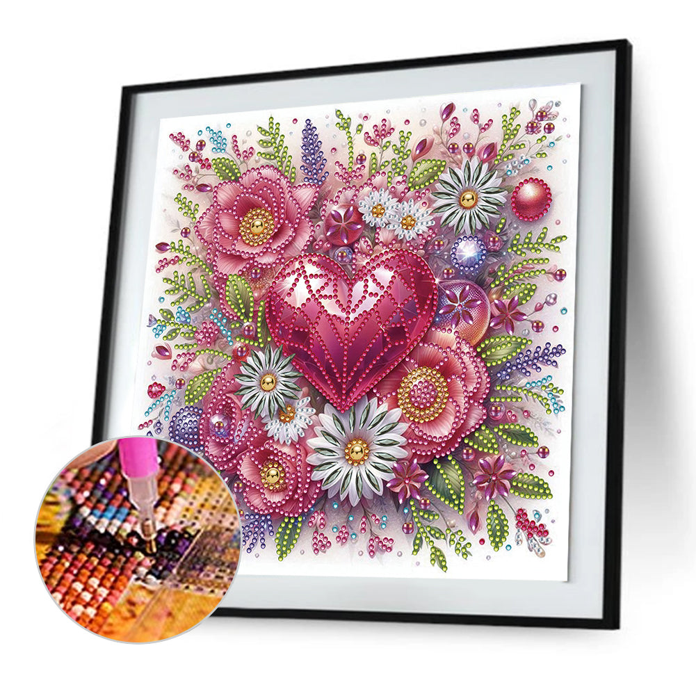 Flowers And Hearts - Partial Special-Shaped Drill Diamond Painting 30*30CM