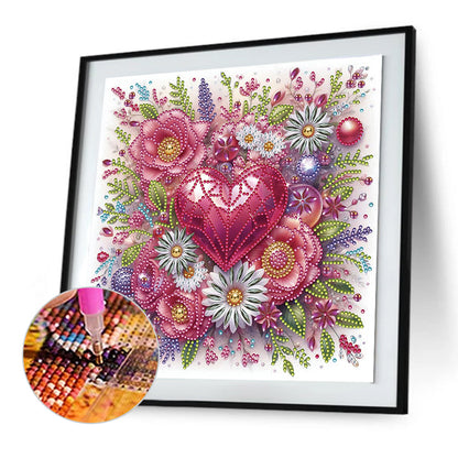 Flowers And Hearts - Partial Special-Shaped Drill Diamond Painting 30*30CM