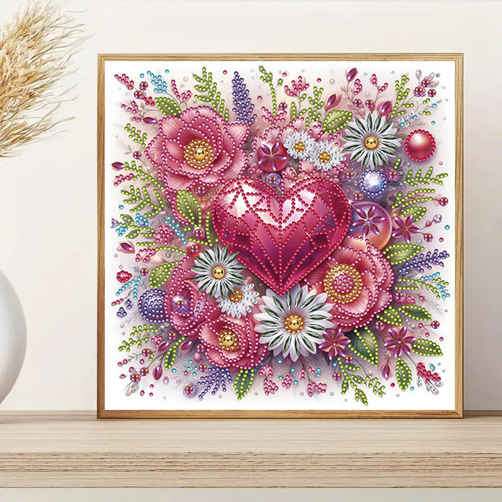 Flowers And Hearts - Partial Special-Shaped Drill Diamond Painting 30*30CM