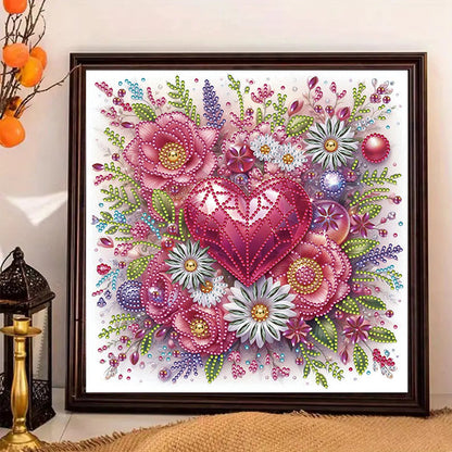 Flowers And Hearts - Partial Special-Shaped Drill Diamond Painting 30*30CM