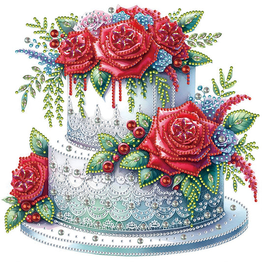 Flower Cake - Partial Special-Shaped Drill Diamond Painting 30*30CM