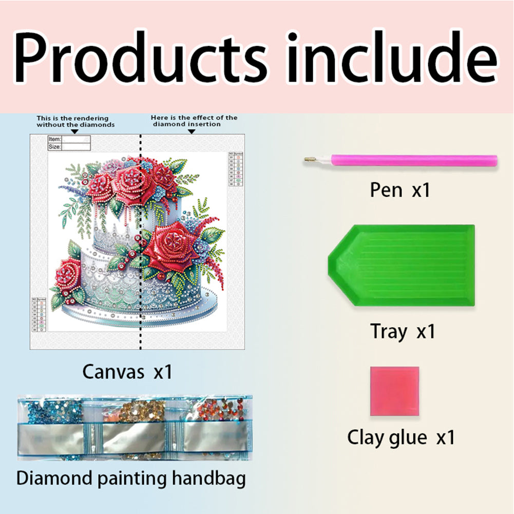 Flower Cake - Partial Special-Shaped Drill Diamond Painting 30*30CM