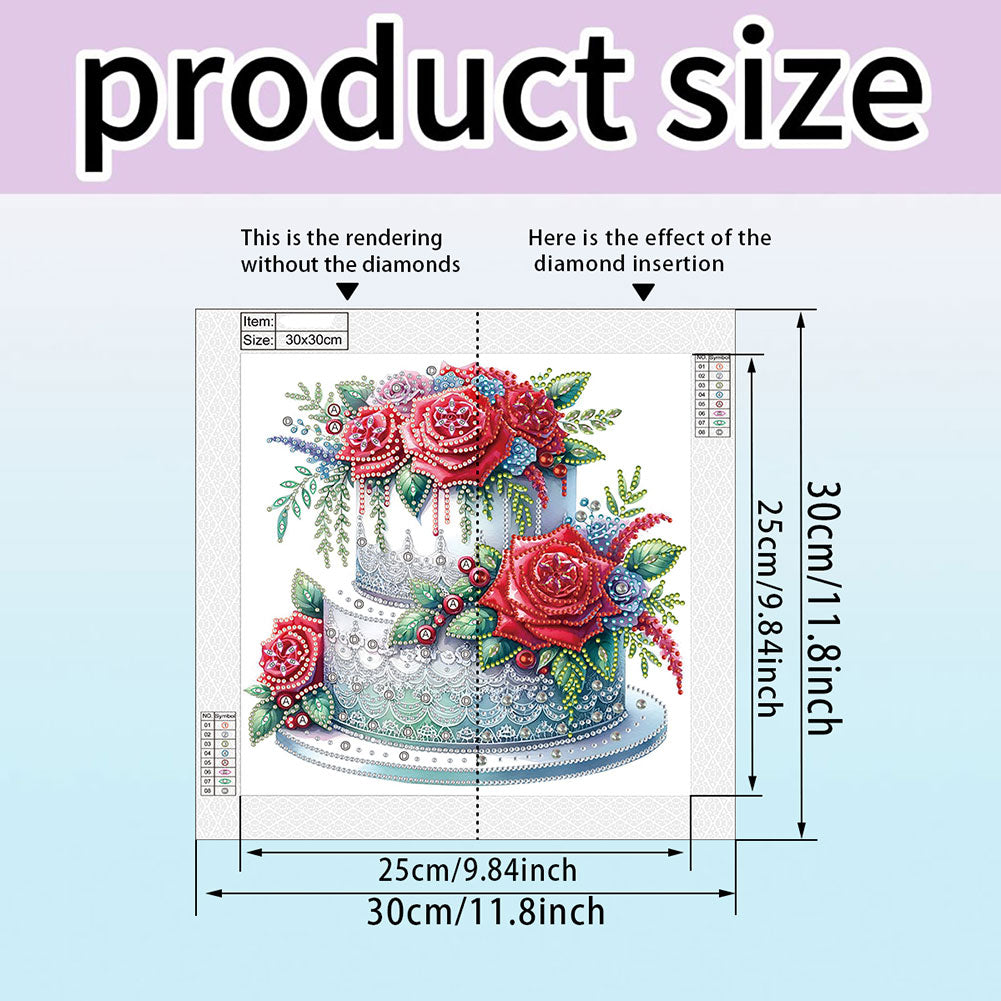 Flower Cake - Partial Special-Shaped Drill Diamond Painting 30*30CM